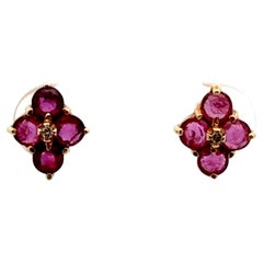 Ohrstecker mit Rubin und Diamant 14k Gelbgold