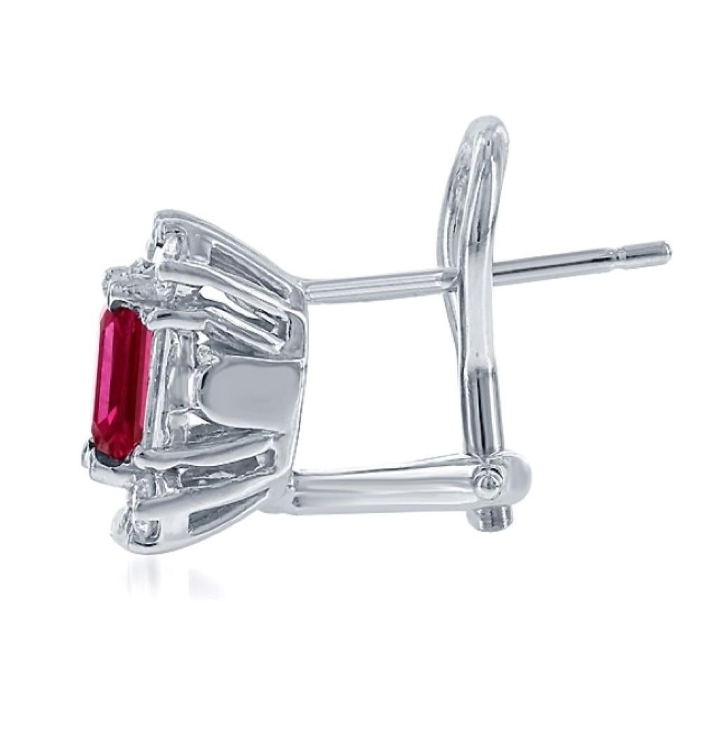 Contemporary Ruby and Diamond Stud Earrings, 2.40 Carat of Ruby and 1.50ct in 18kt White Gold For Sale