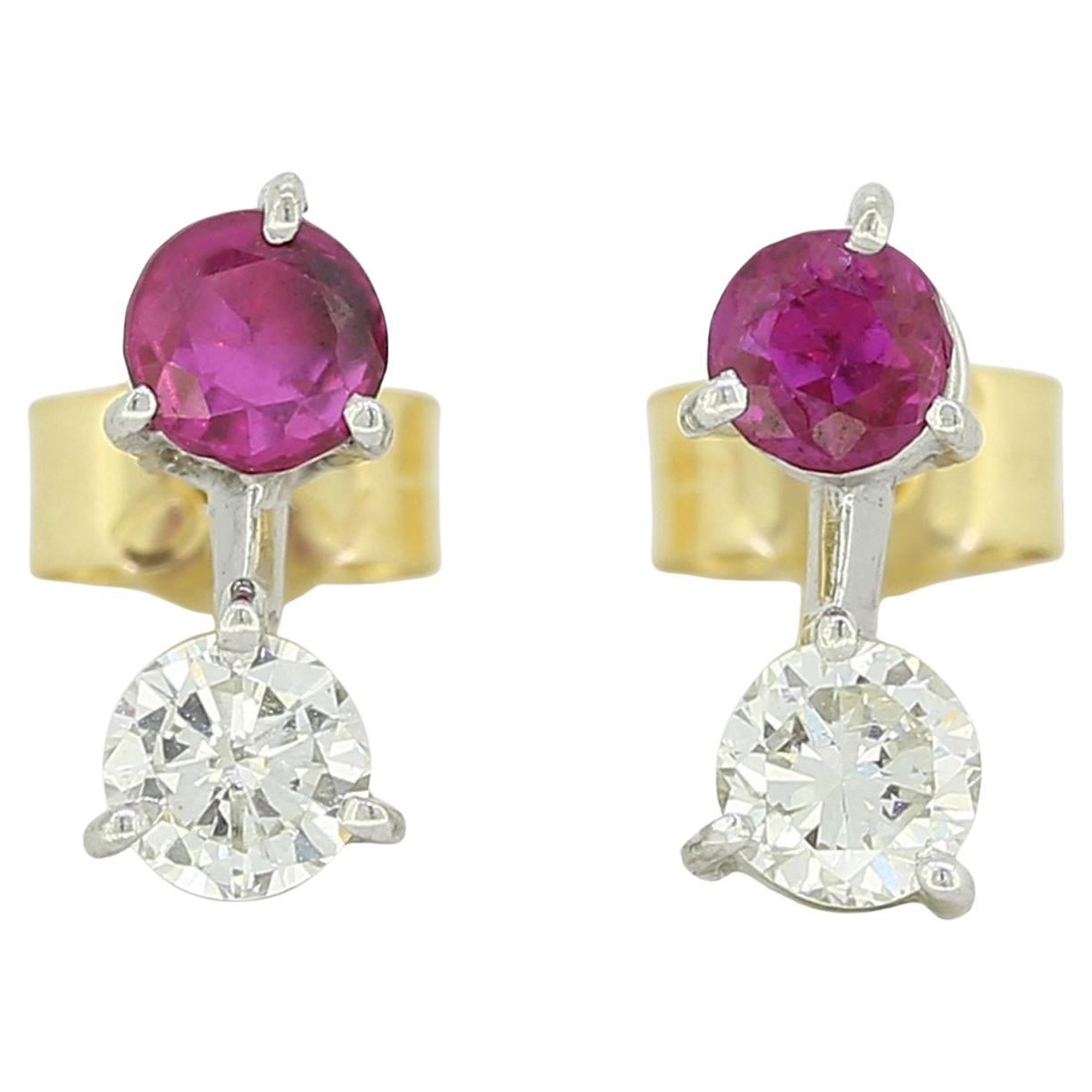 Ruby and Diamond Stud Earrings