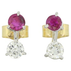 Ruby and Diamond Stud Earrings