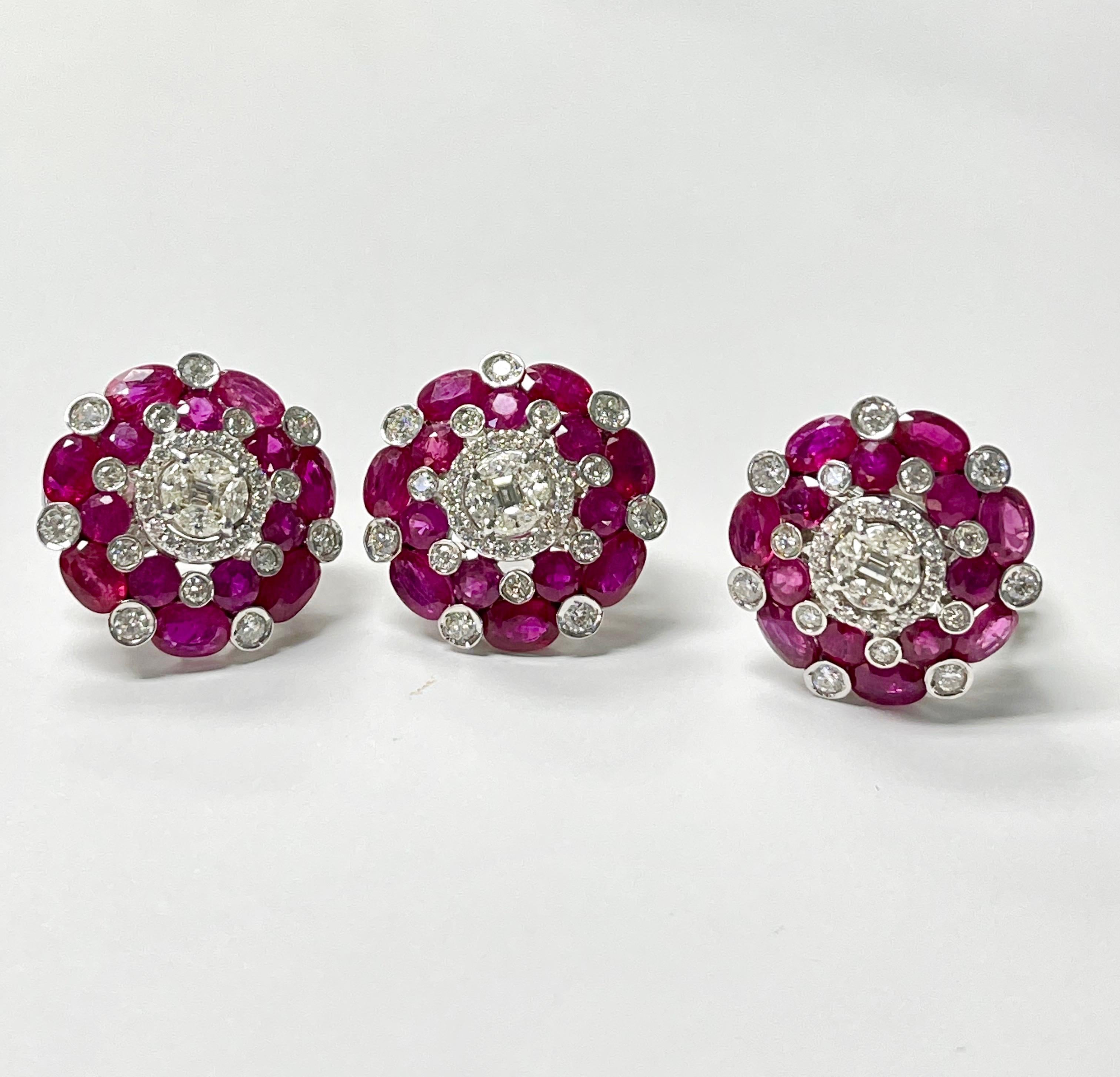 Ruby and Diamond Stud Earrings in White Gold For Sale 5