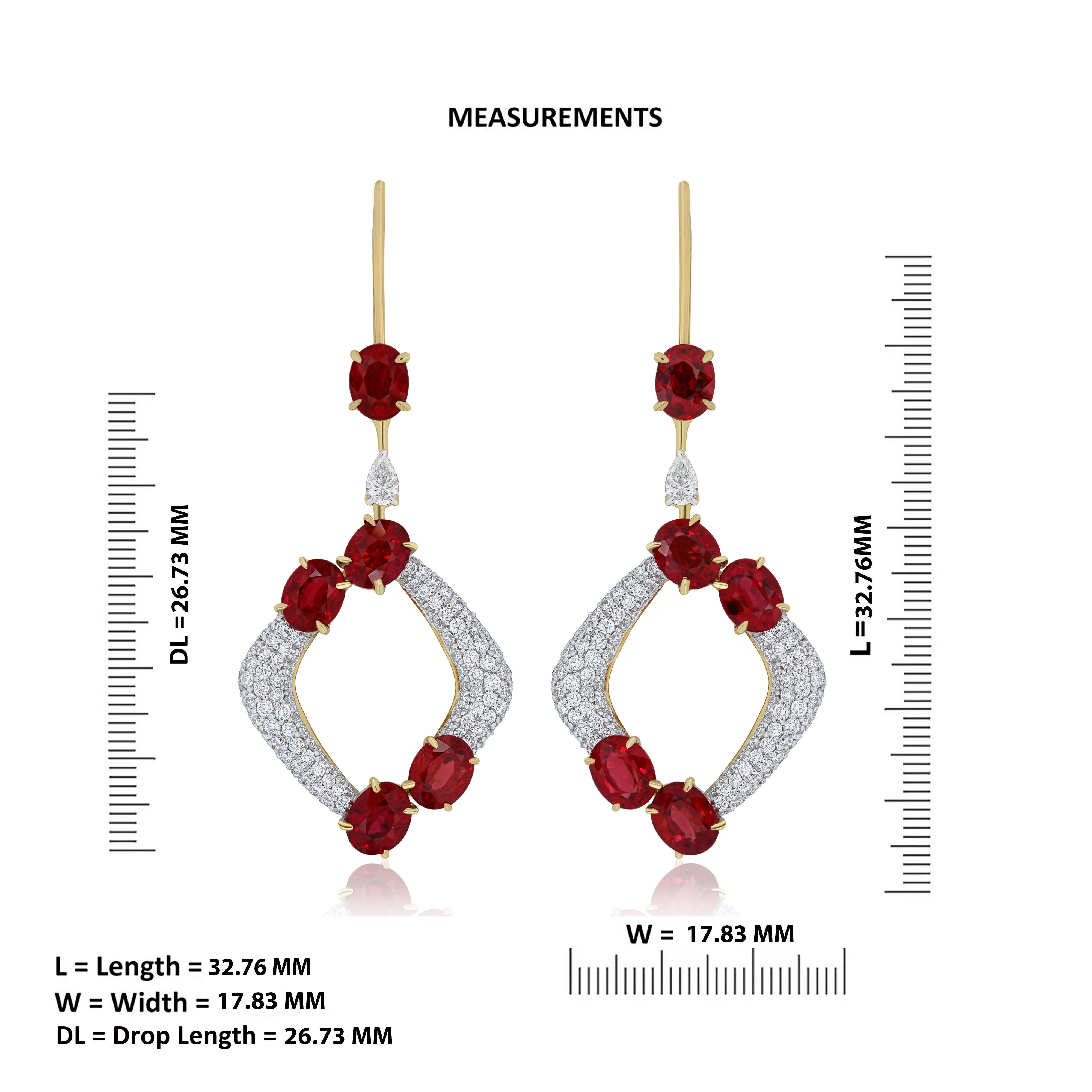 Women's Ruby and Diamond Studded Earrings in 18 Karat White Gold For Sale
