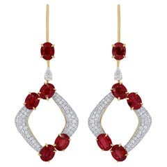 Ruby and Diamond Studded Earrings in 18 Karat White Gold