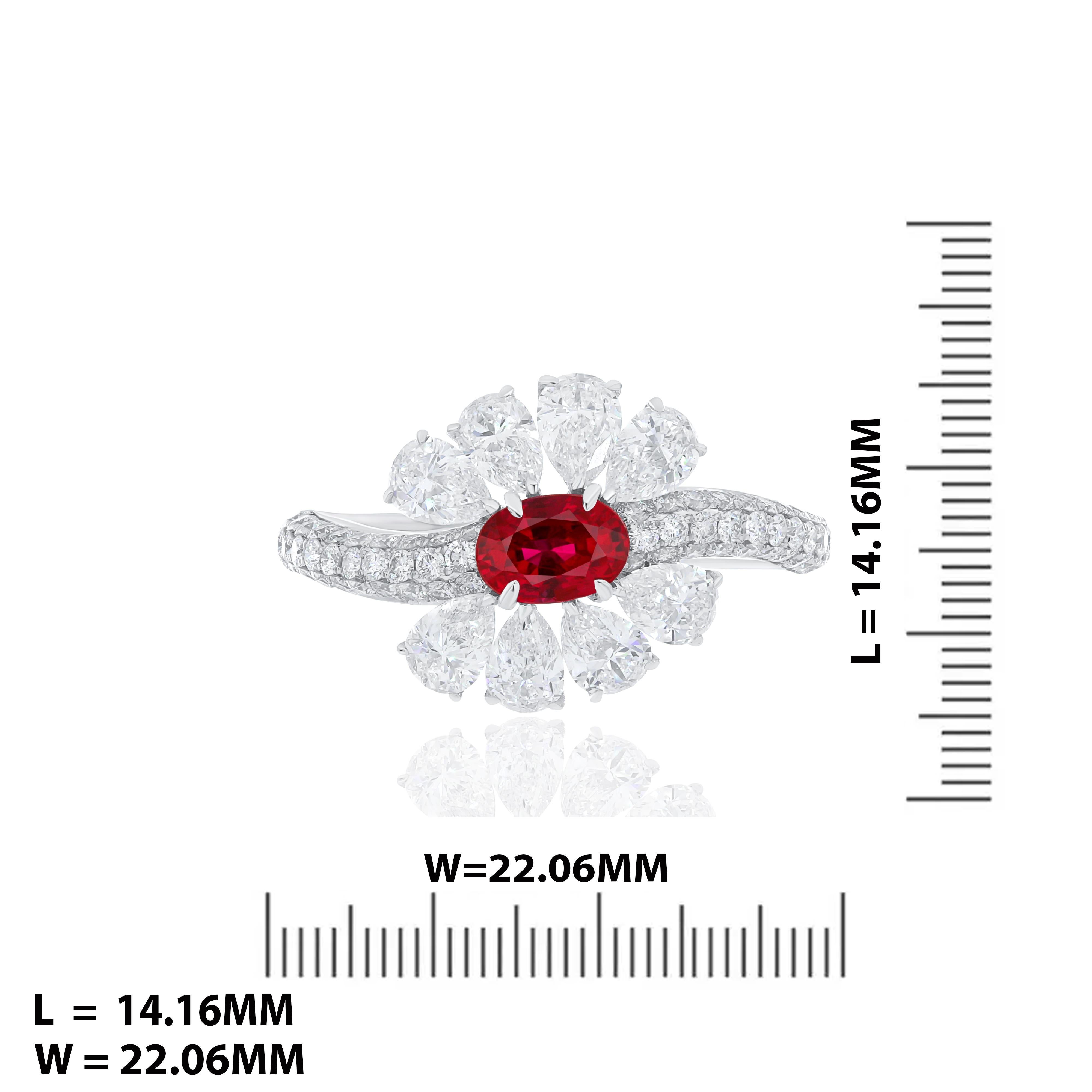 Rubin und Diamant Handcraft Ring in 18 Karat Weißgold für Party Wear Schmuck im Angebot 3