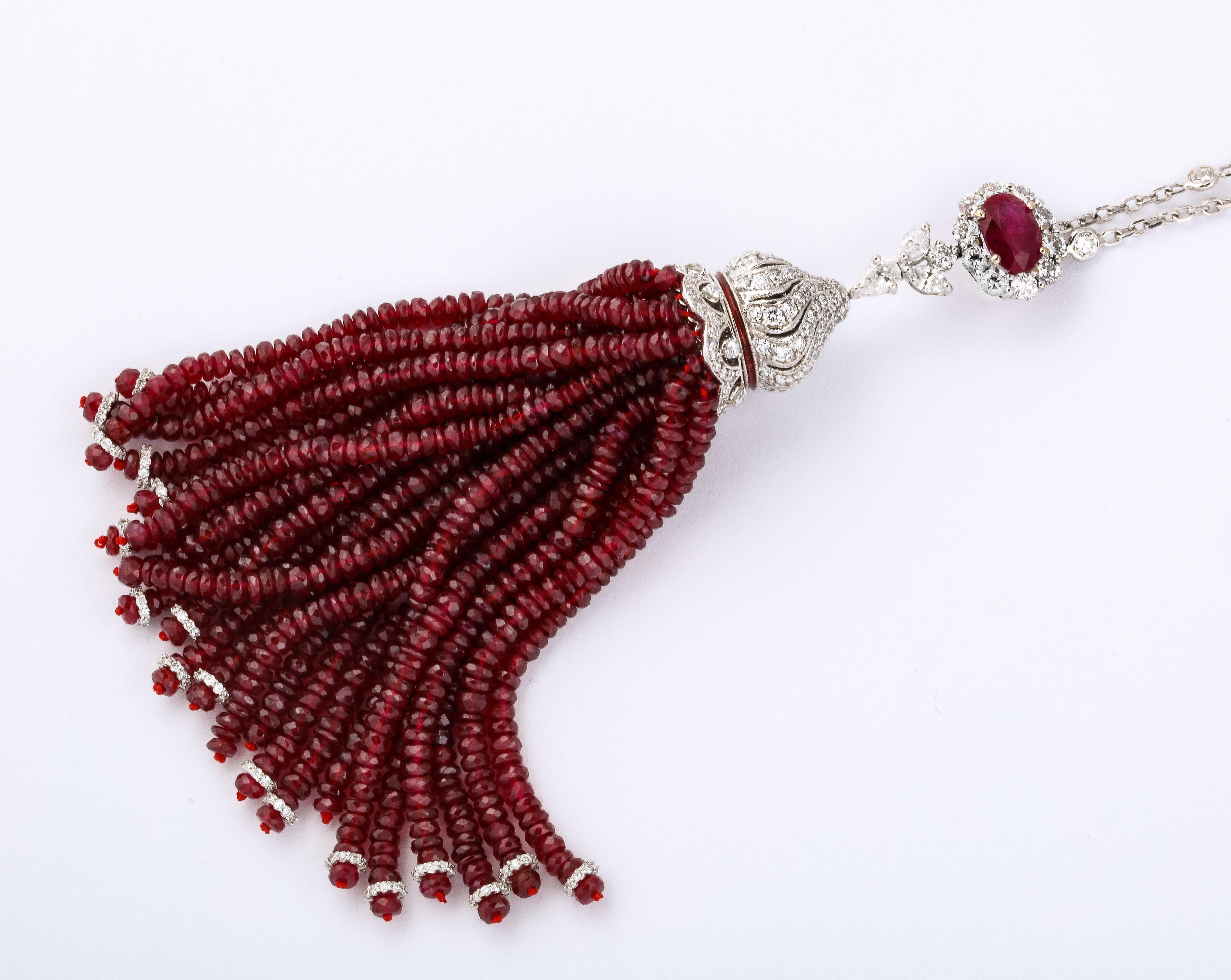 Ruby and Diamond Tassel In New Condition For Sale In New York, NY