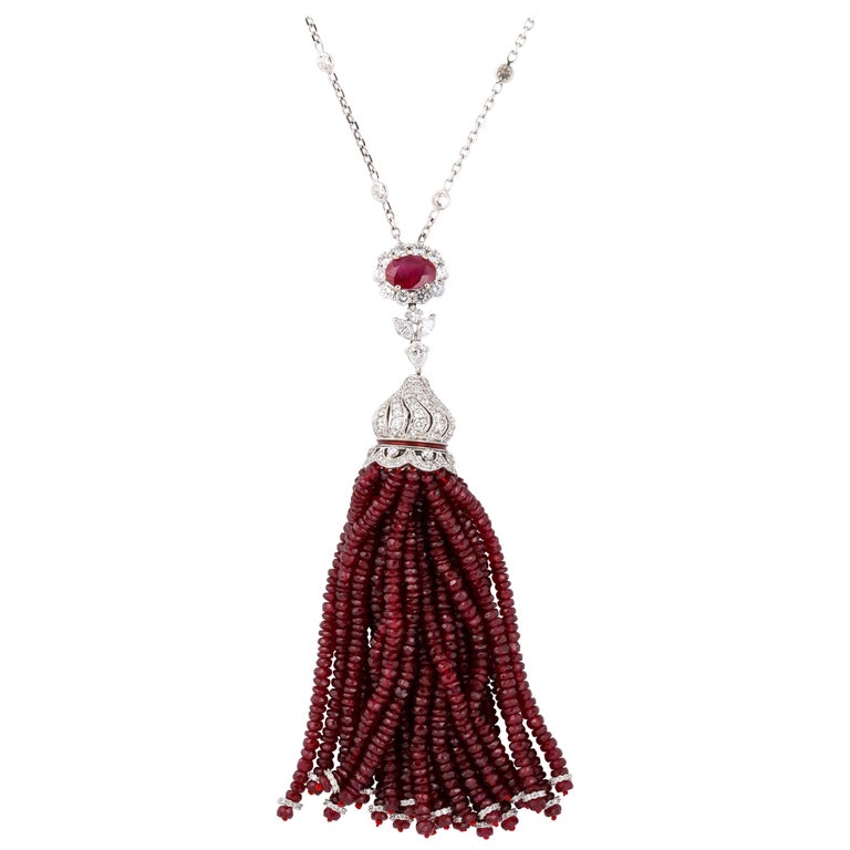 Ruby and Diamond Tassel For Sale