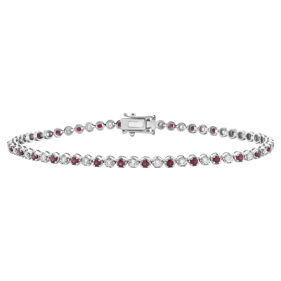 Ruby and Diamond Tennis Bracelet For Sale