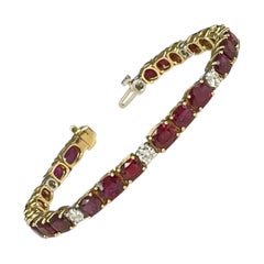 Ruby and Diamond Tennis Bracelet in 18k Gold and Platinum, 18.57 Carats Total