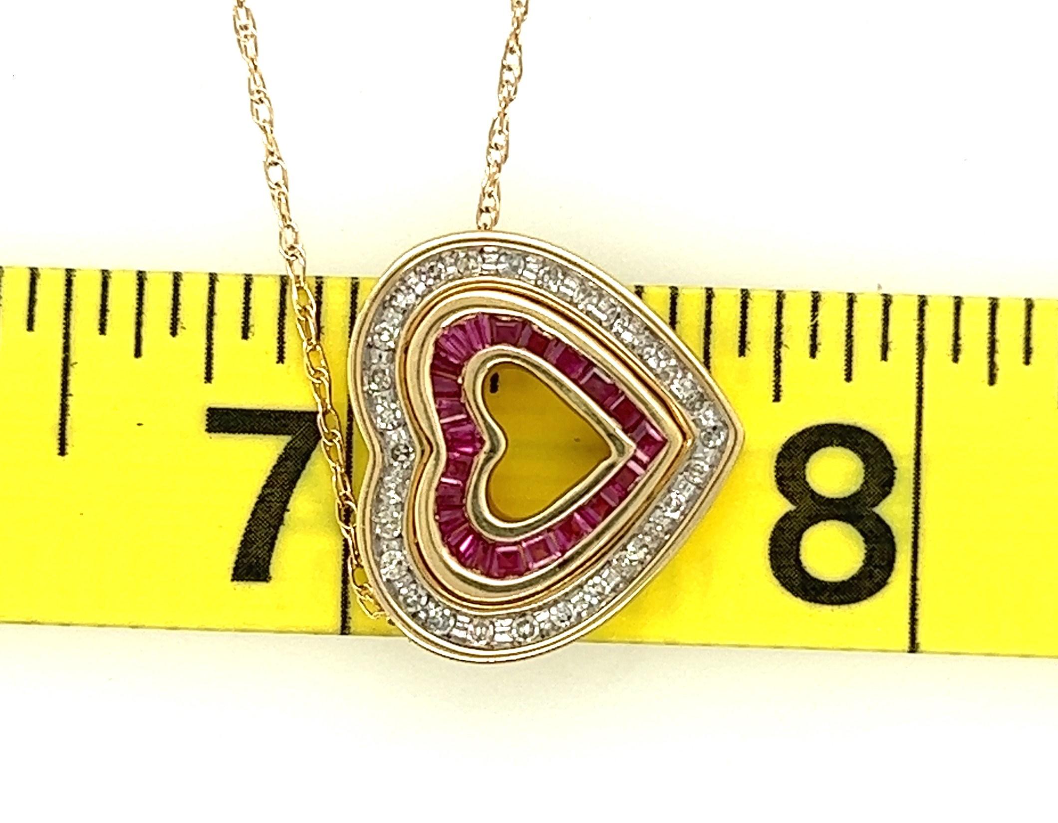 Ruby and Diamond Three-In-One Heart Pendant  For Sale 1