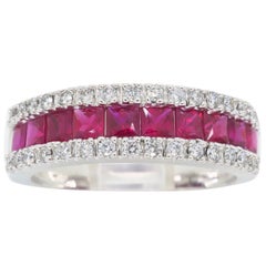 Ruby and Diamond Three-Row Band