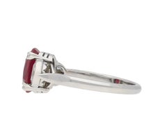 Ruby and diamond three stone ring, circa 1990