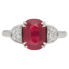 Vintage Ruby and diamond three stone ring, circa 1990