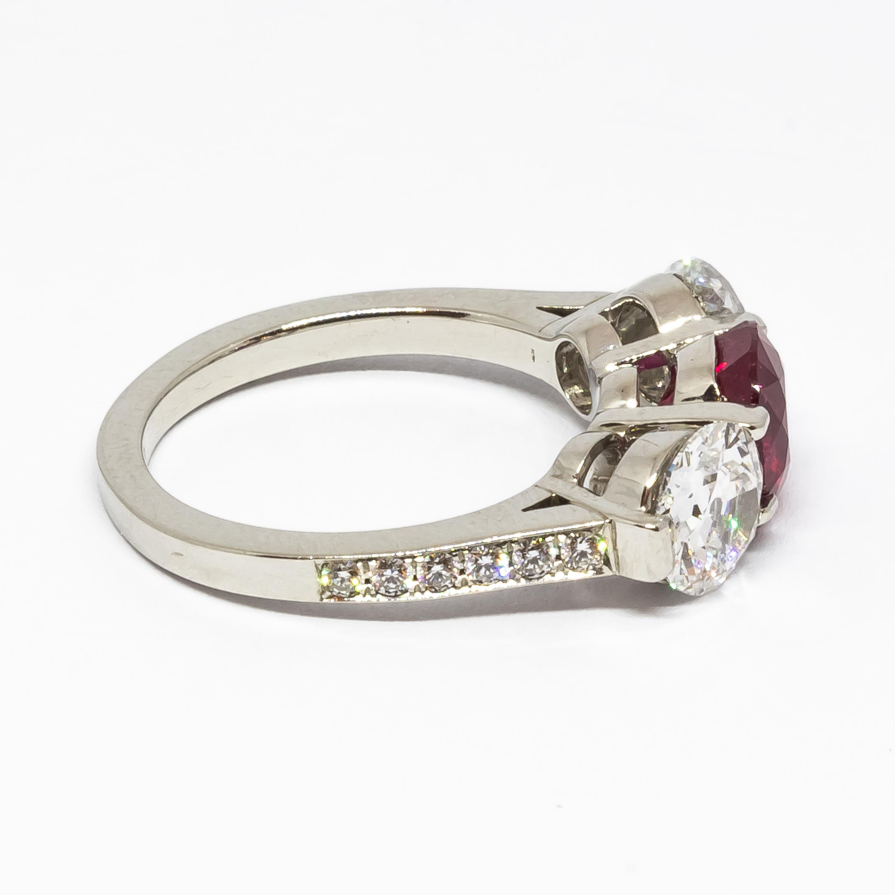 Ruby and Diamond Three-Stone Ring 1