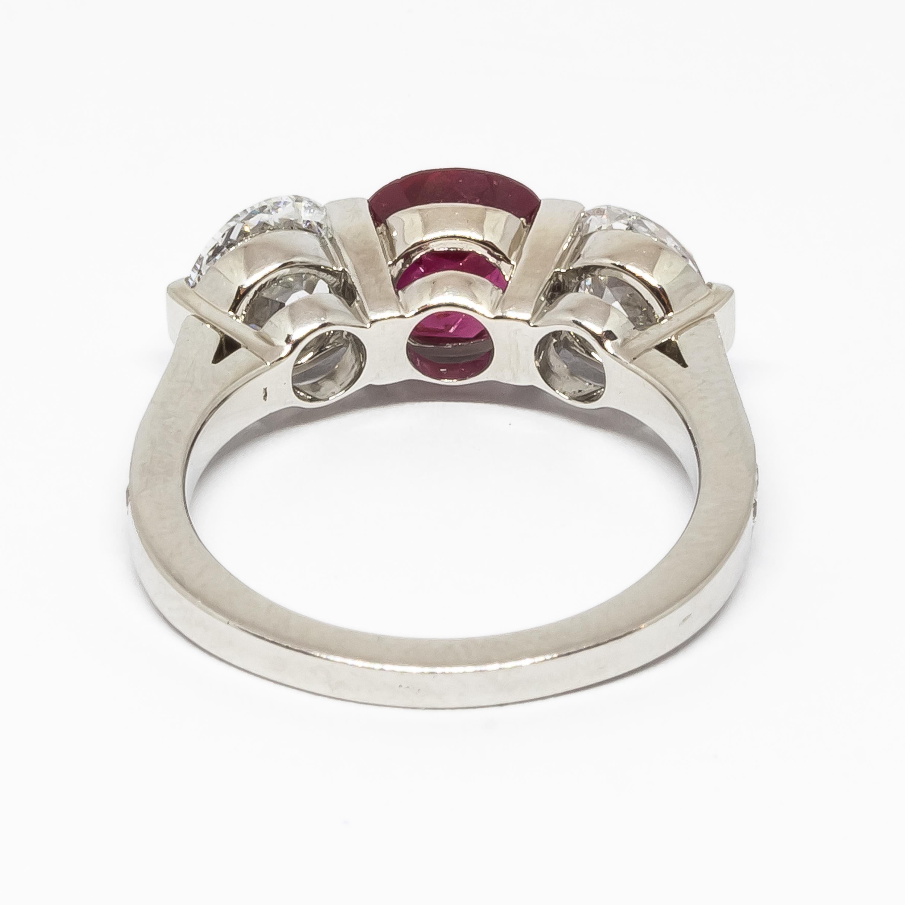Ruby and Diamond Three-Stone Ring 2