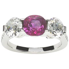 Ruby and Diamond Three-Stone Ring