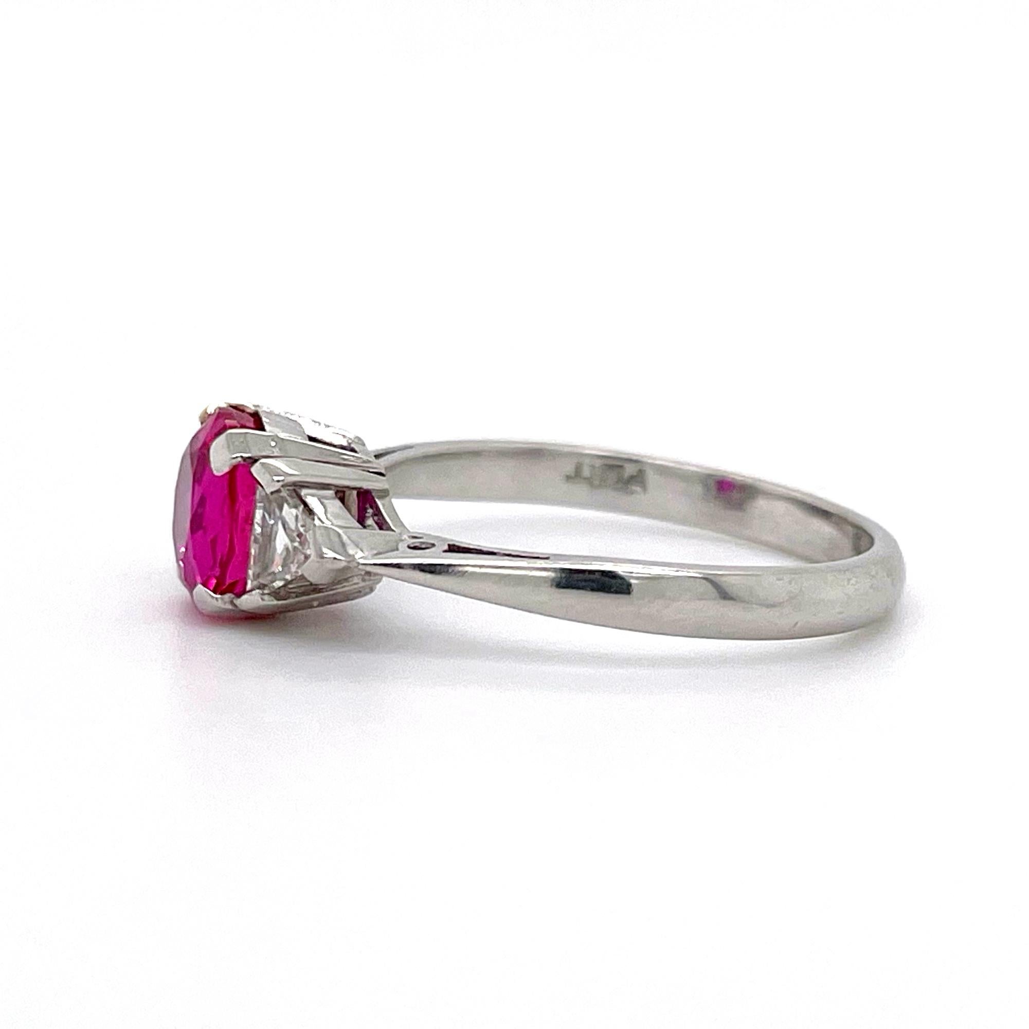 Round Cut Ruby and Diamond Triangle Ring For Sale