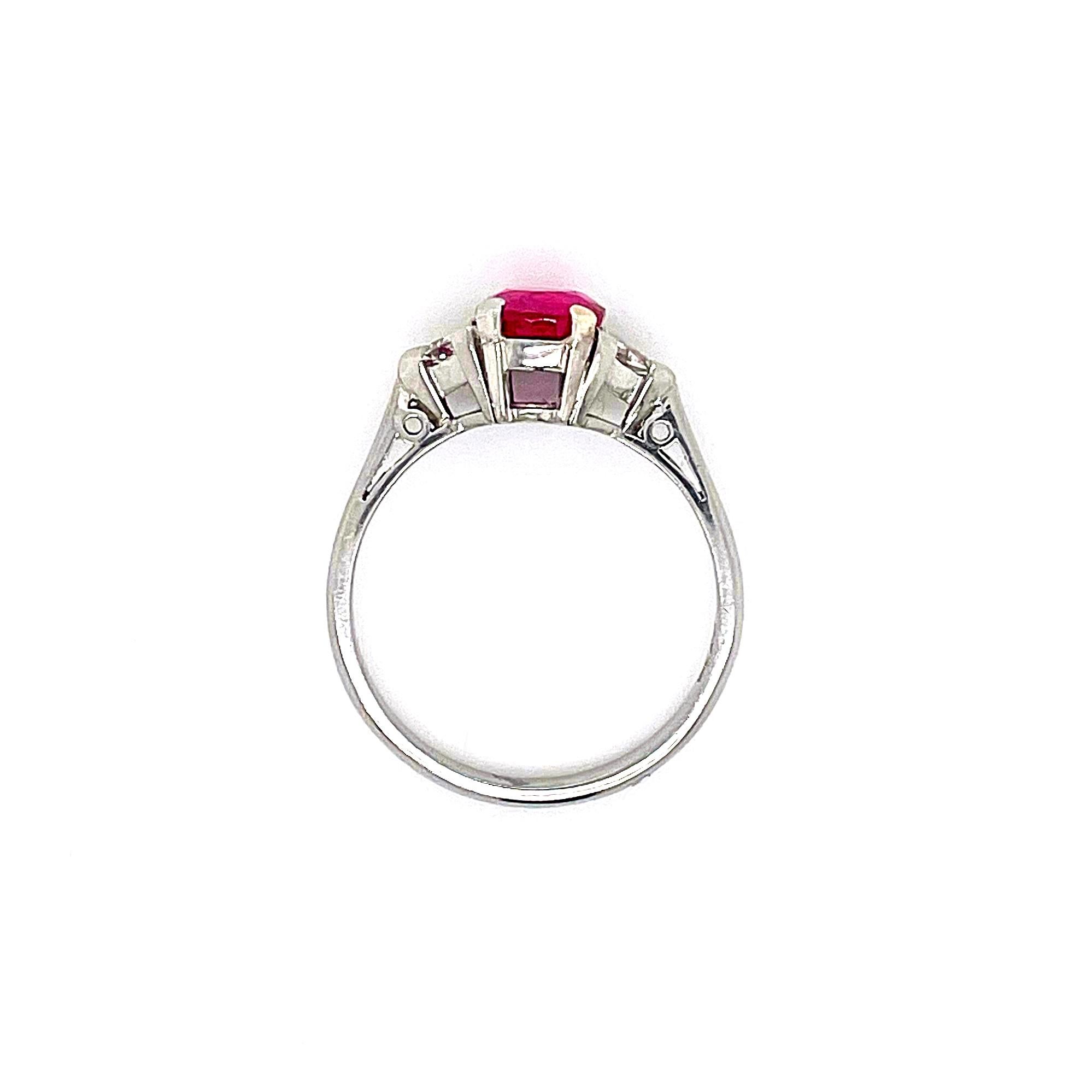 Ruby and Diamond Triangle Ring For Sale 1