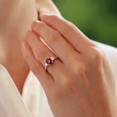 Ruby and Diamond Trilogy Ring in 18k White Gold