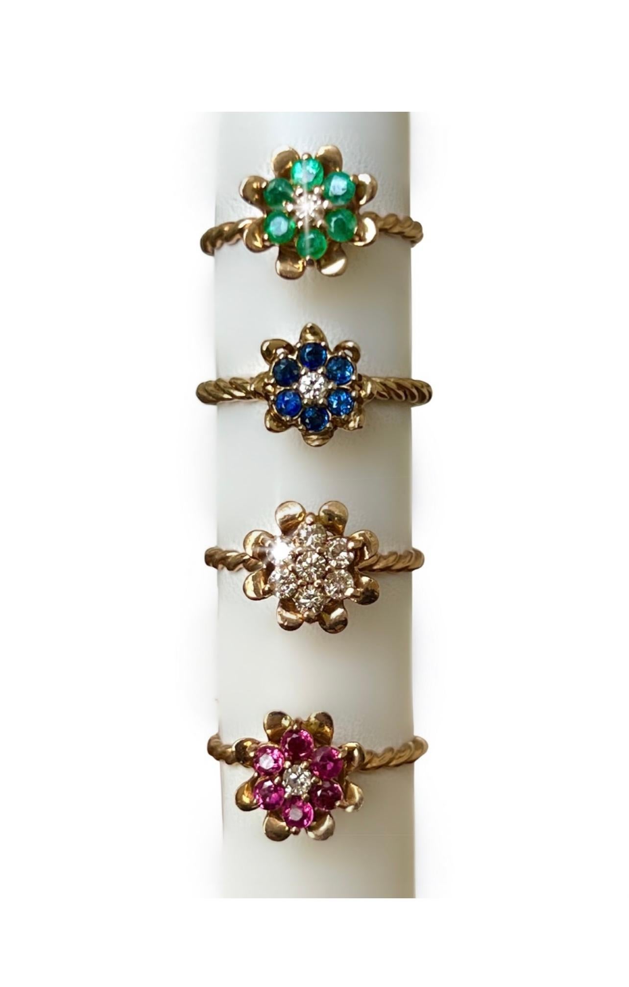 Tulip-Ring mit Rubin und Diamant (Moderne)