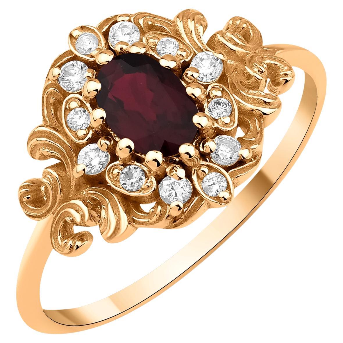 Rubin und Diamant Vintage Verlobungsring