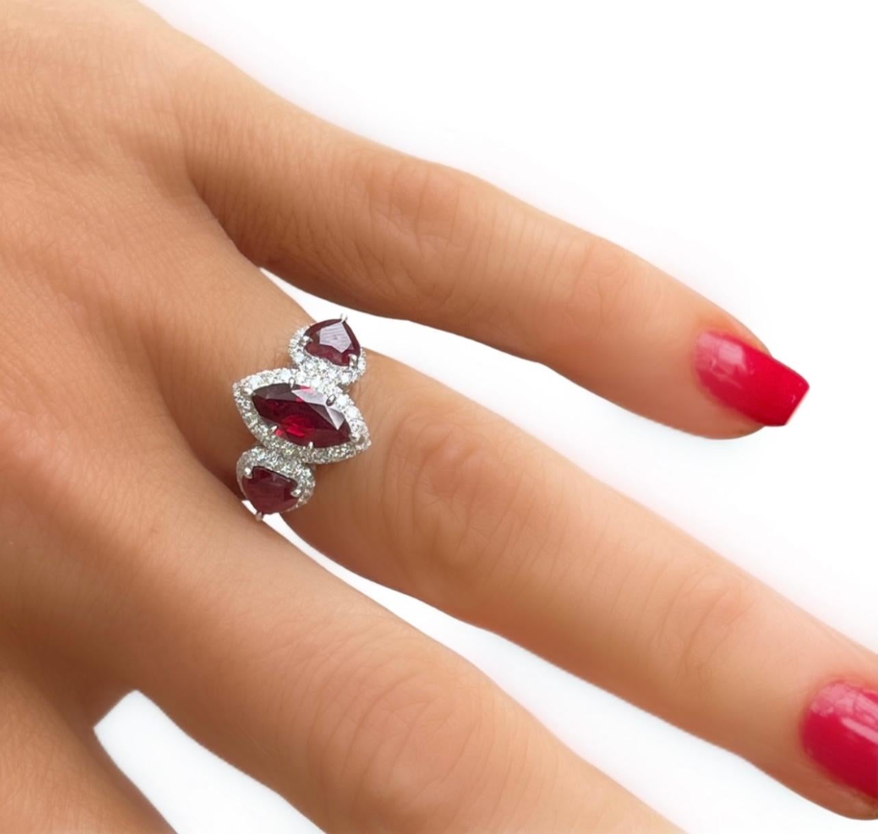 Art Deco Ruby and Diamond Vintage Inspired Ring