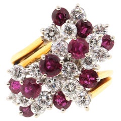 Ruby and Diamond Waterfall Gold Ring