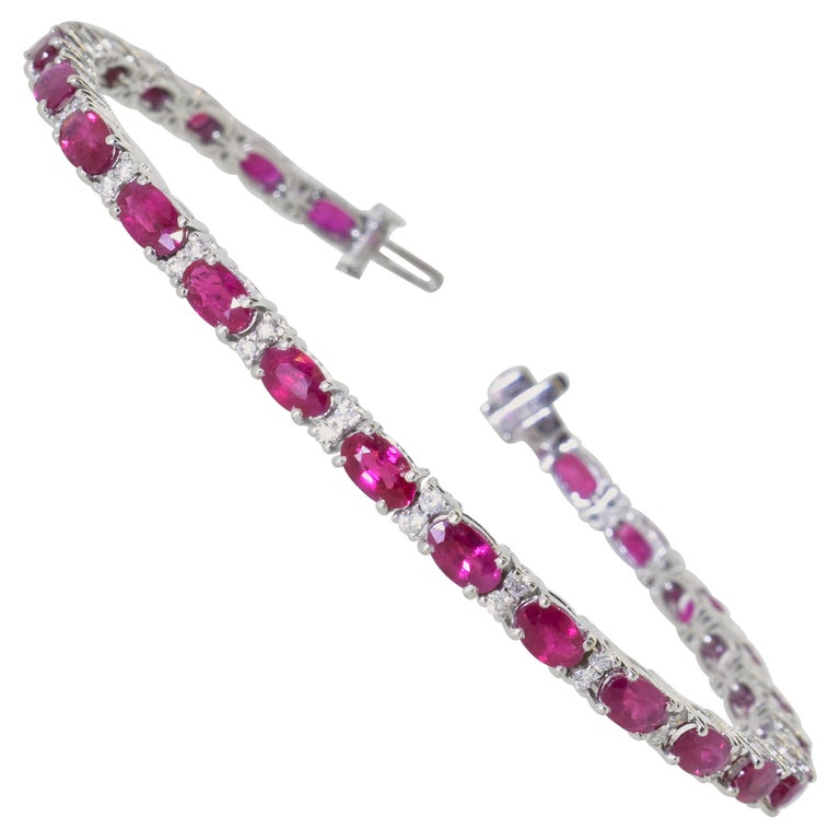 Ruby and Diamond White Gold Contemporary Bracelet at 1stDibs