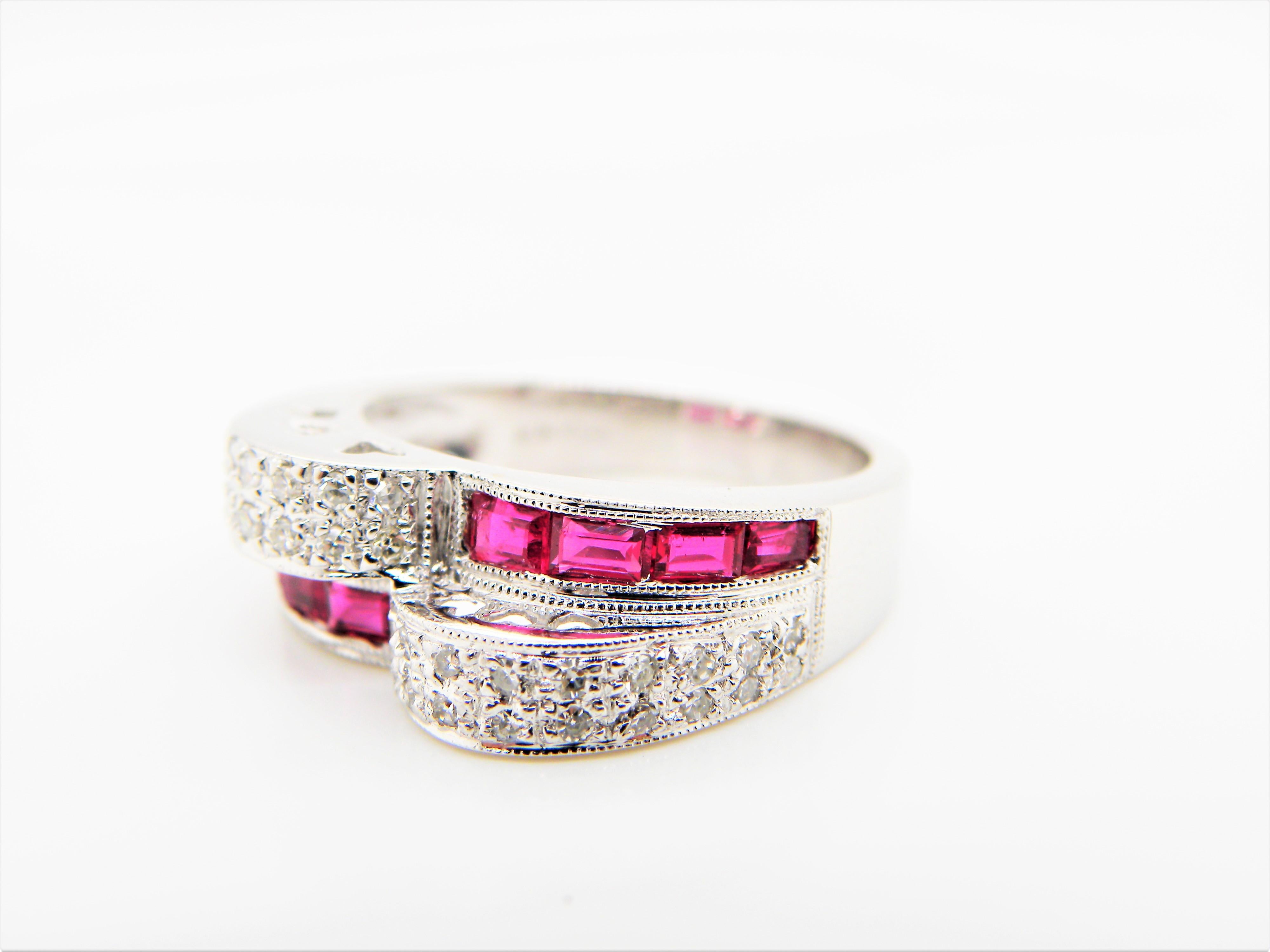 Ruby and Diamond White Gold Engagement Ring In New Condition For Sale In Hong Kong, HK