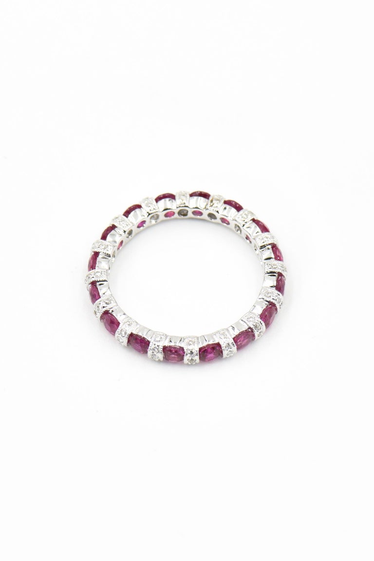 Ruby and Diamond White Gold Eternity Band Ring at 1stDibs