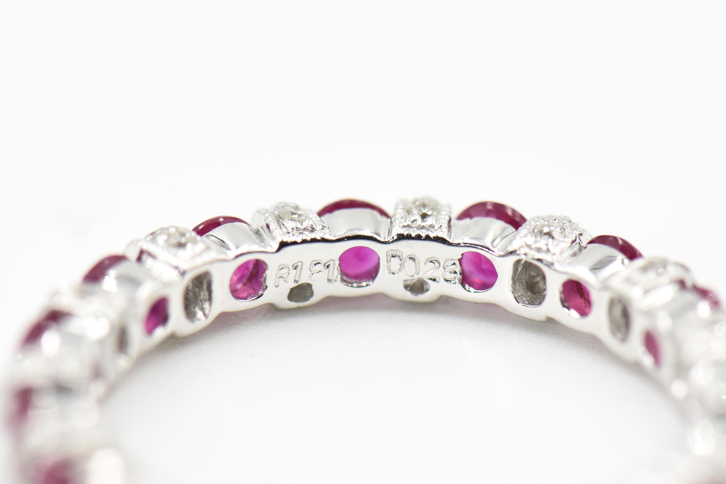 Ruby and Diamond White Gold Eternity Band Ring 4