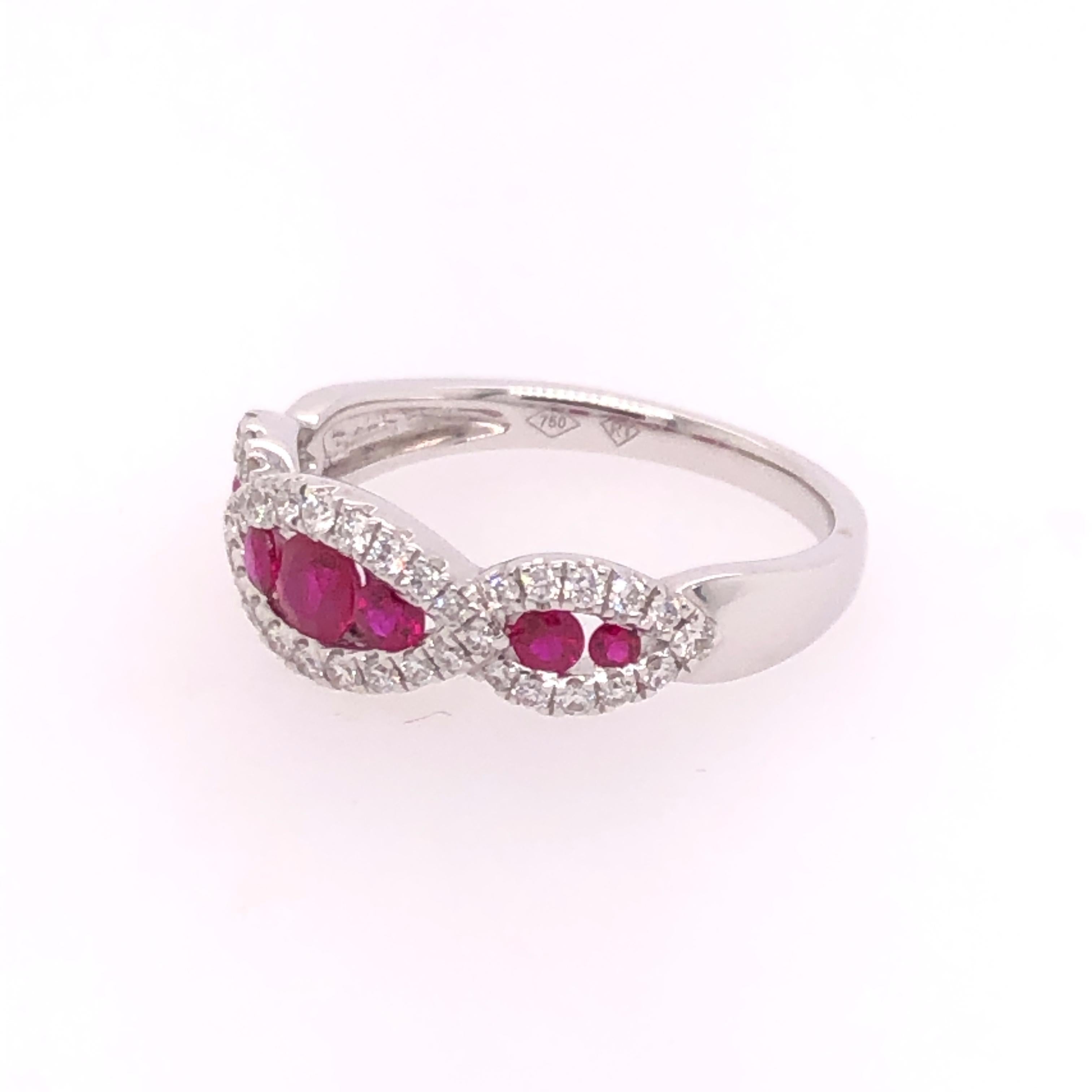 Contemporary Ruby and Diamond White Gold Ring