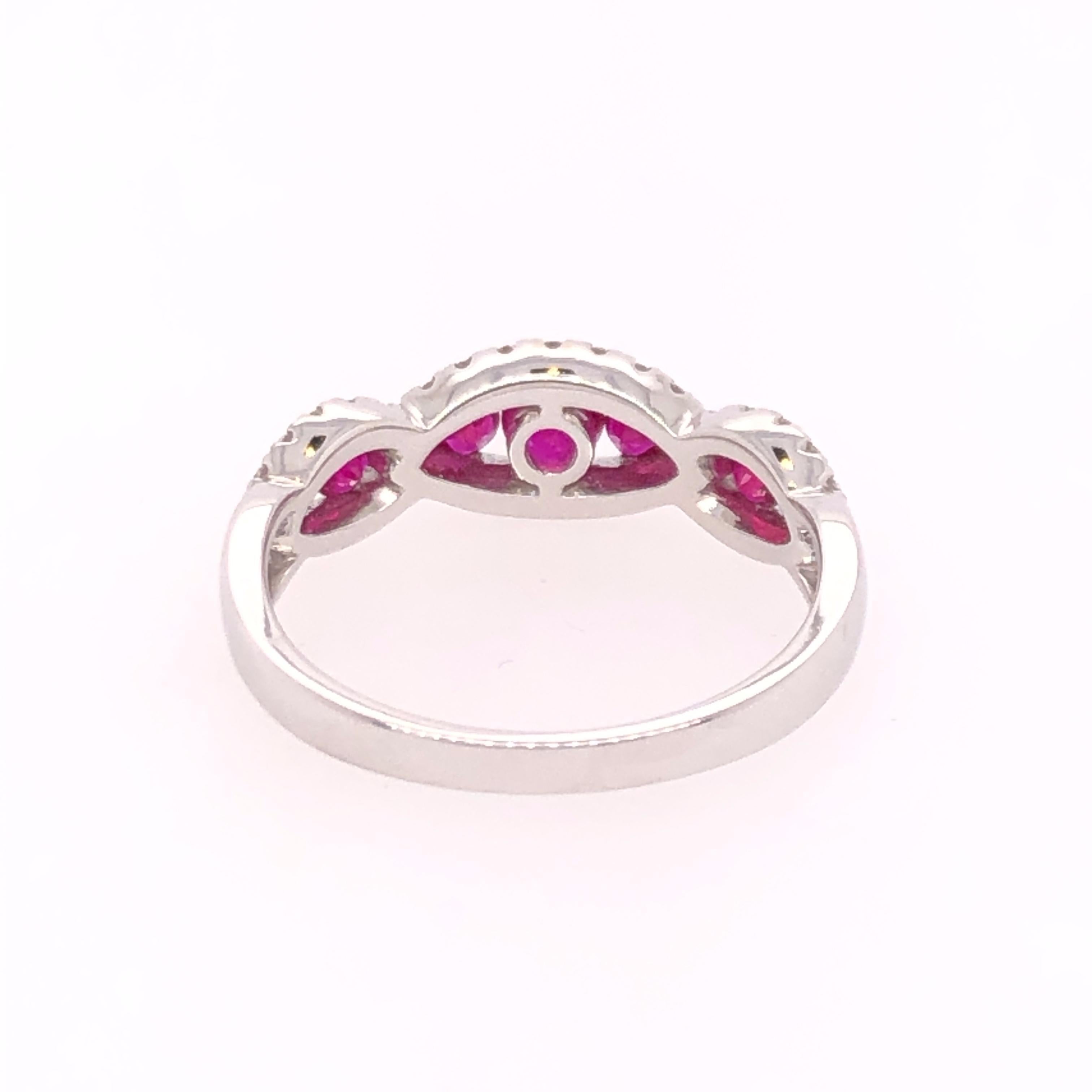 Ruby and Diamond White Gold Ring In New Condition In Dallas, TX