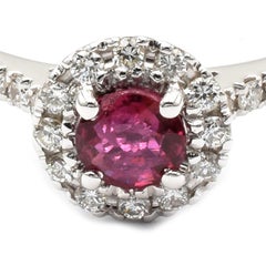 Ruby and Diamond White Gold Ring Made in Italy