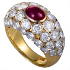 Ruby and Diamond Yellow and White Gold Band Ring Ruby and Diamond Yellow and White Gold Band Ring