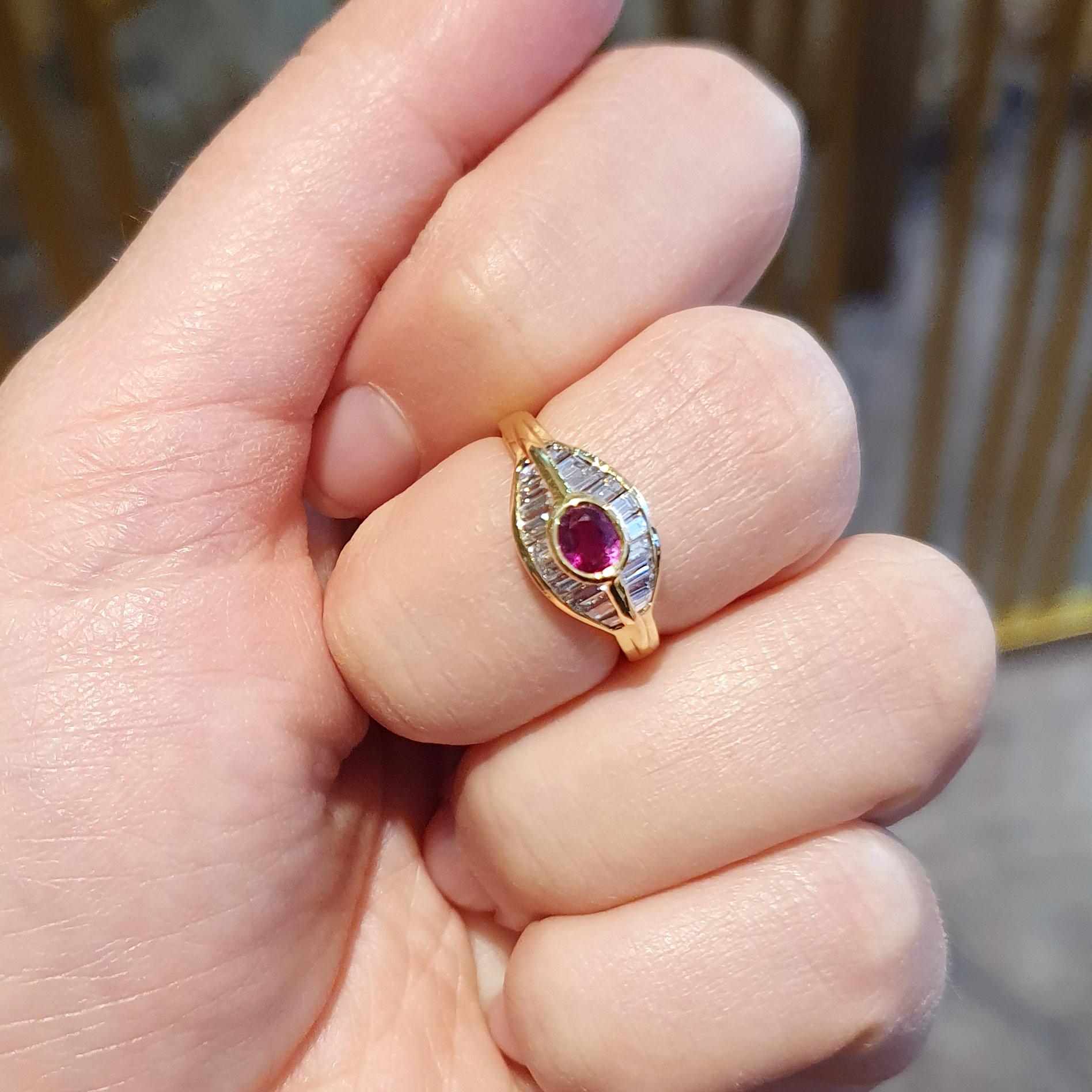 Ruby and Diamond Yellow Gold 18K Ring For Sale 1