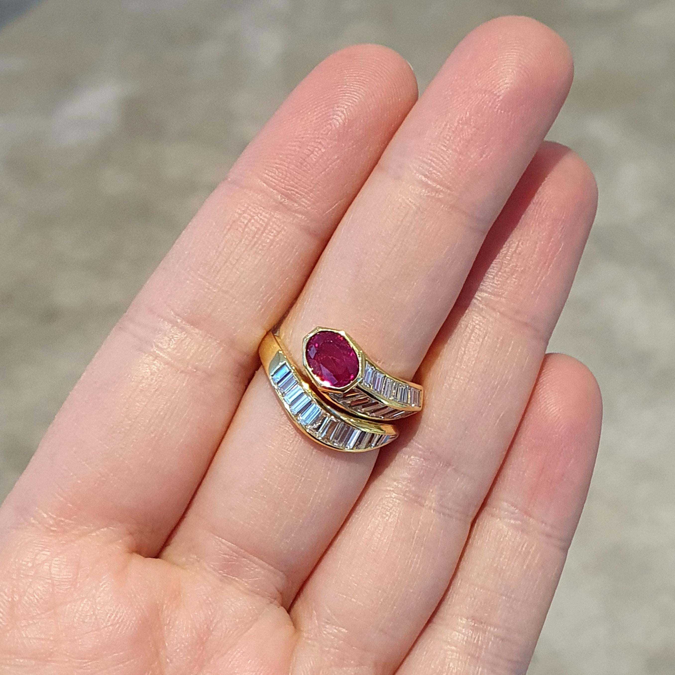 Ruby and Diamond Yellow Gold 18K Ring For Sale 2