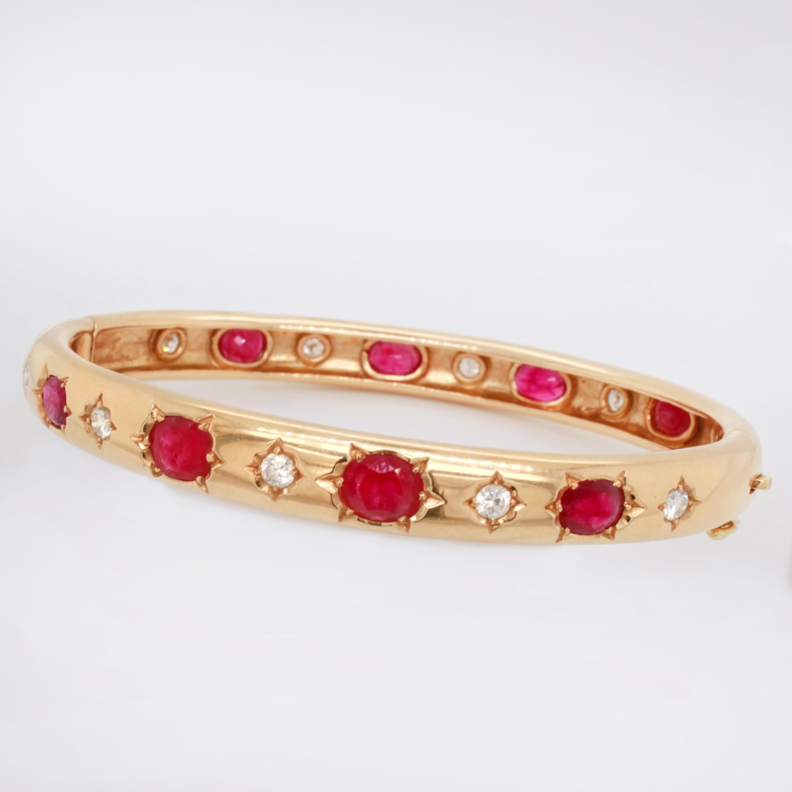 Women's Ruby and Diamond Yellow Gold Bangle