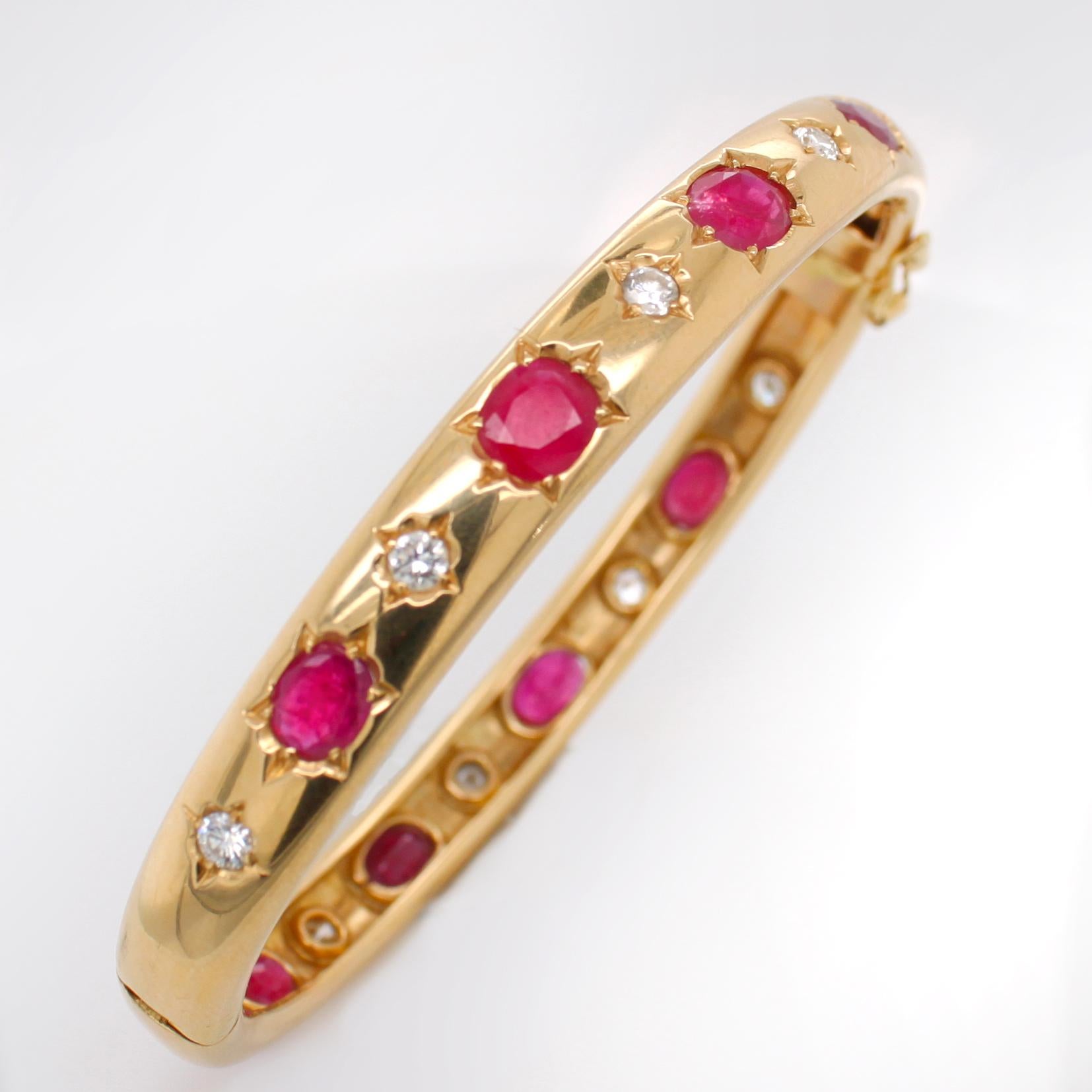 Ruby and Diamond Yellow Gold Bangle 1