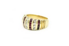 Ruby and Diamond Yellow Gold Dome Ring