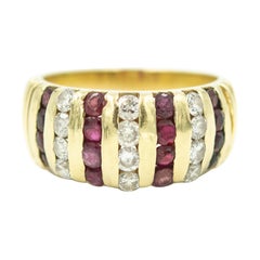 Ruby and Diamond Yellow Gold Dome Ring