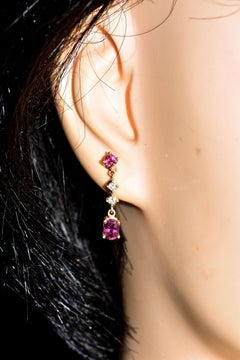 Ruby and Diamond Yellow Gold Earrings