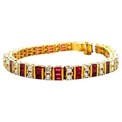 Armband mit Rubin und Diamant aus Gelbgold