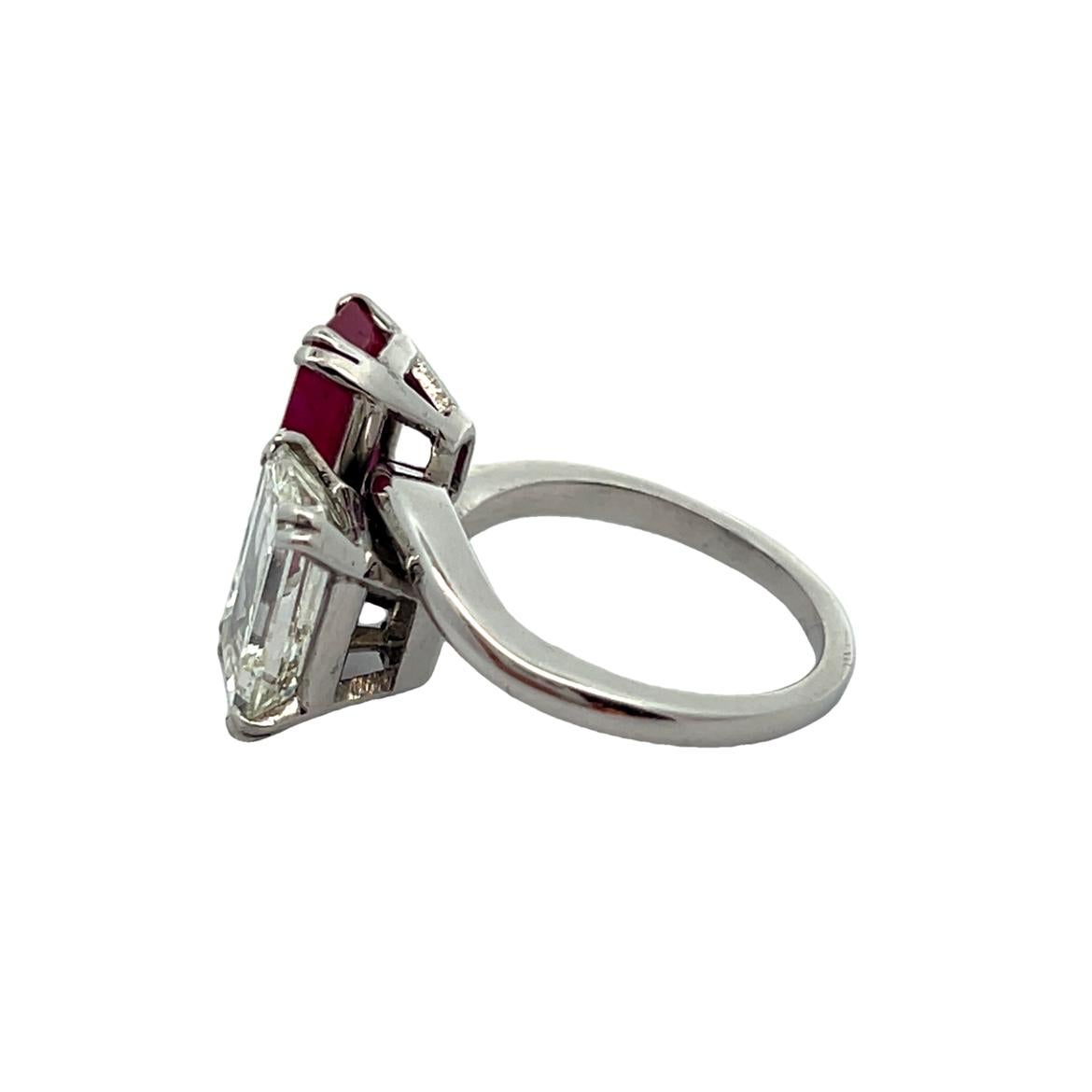 Women's Ruby and Diamond You & Me Ring For Sale