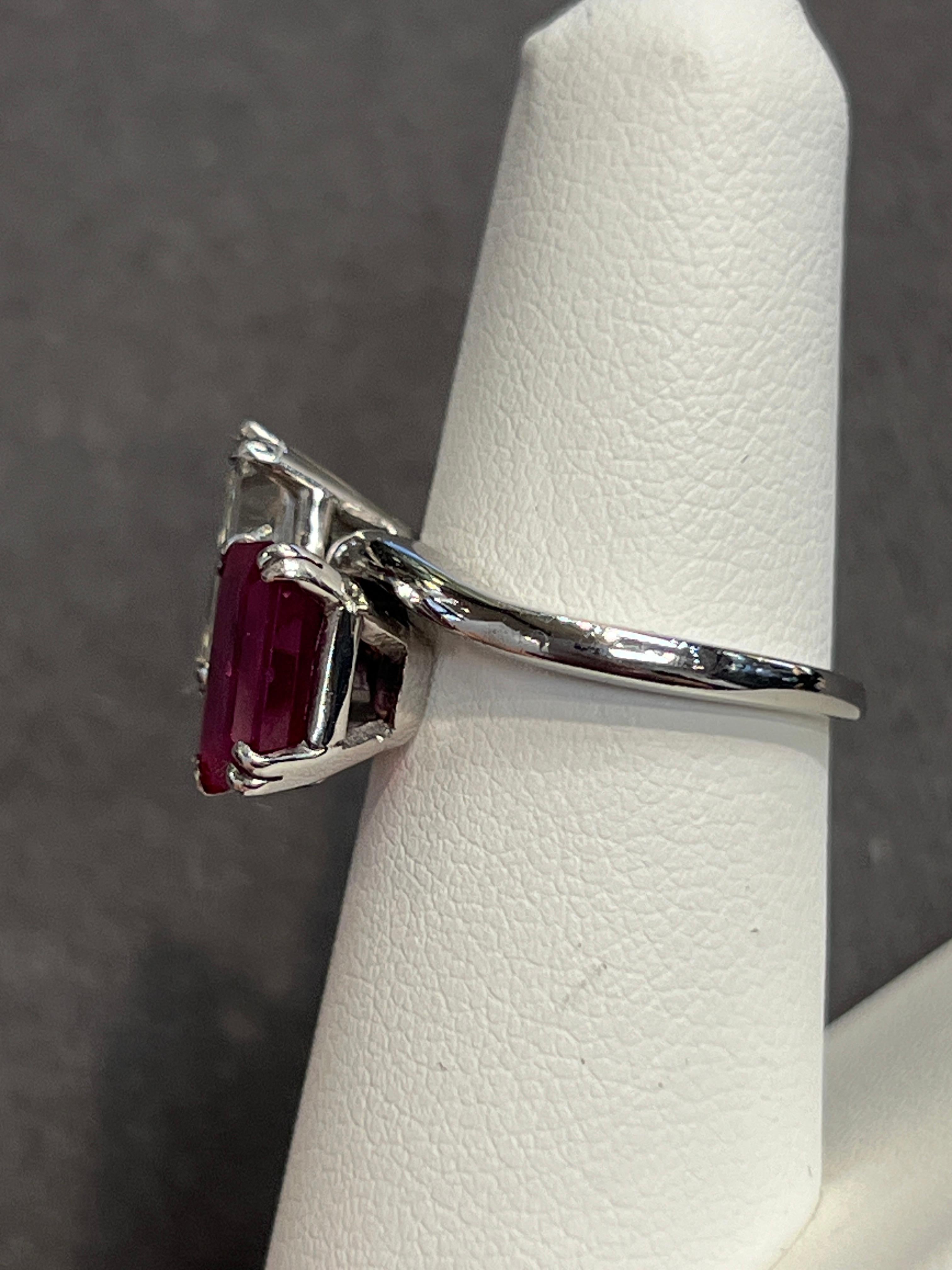 Ruby and Diamond You & Me Ring For Sale 3