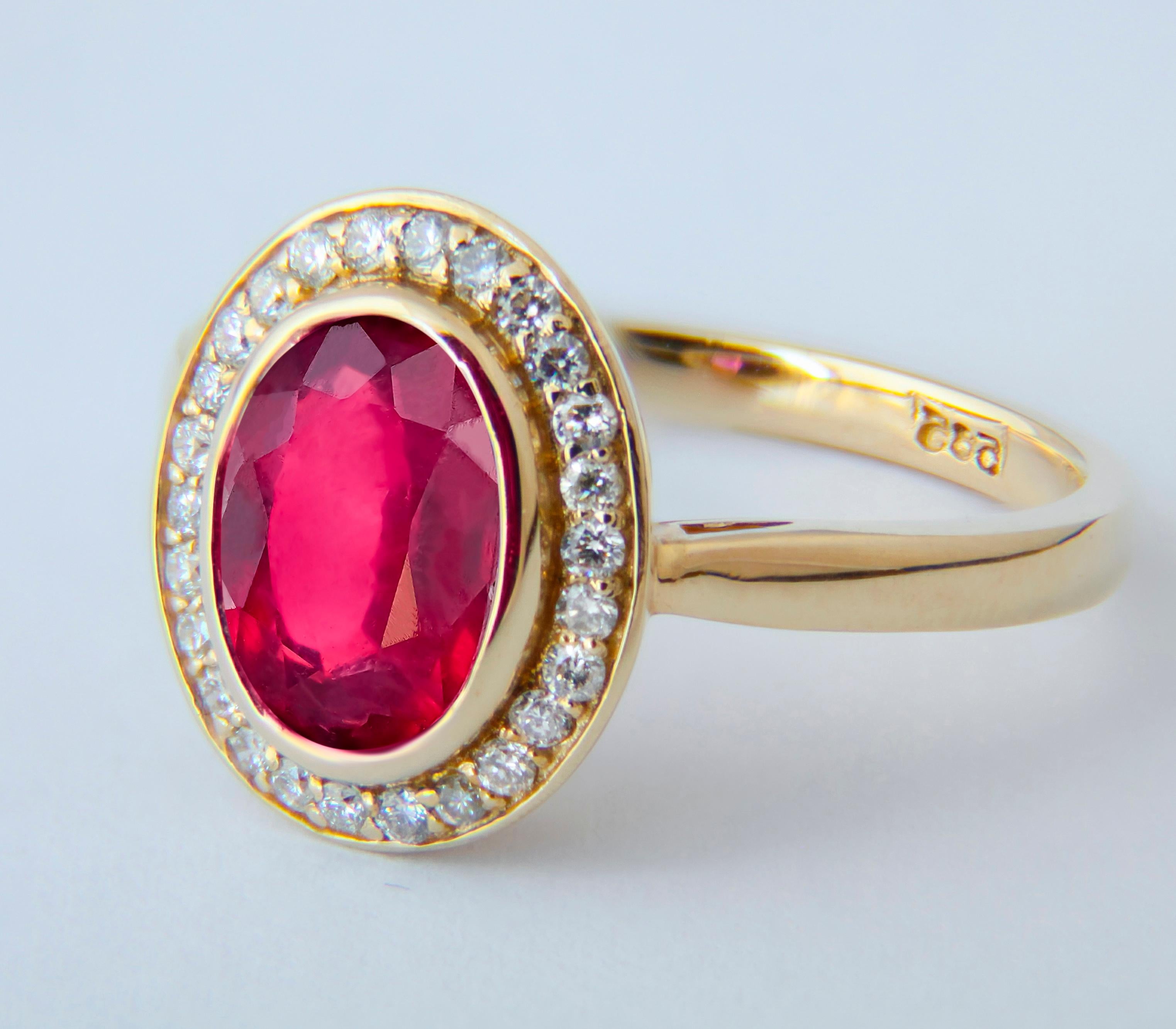 Ruby and diamonds 14k gold ring.  In New Condition For Sale In Istanbul, TR