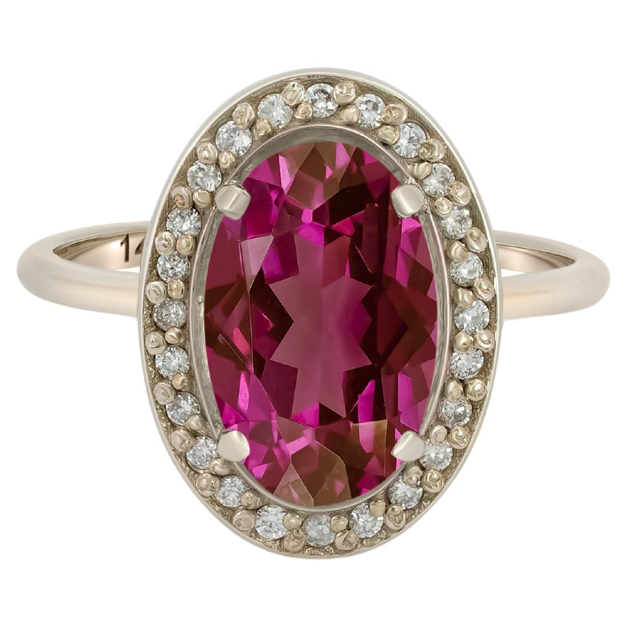 Ruby and diamonds 14k gold ring.  For Sale