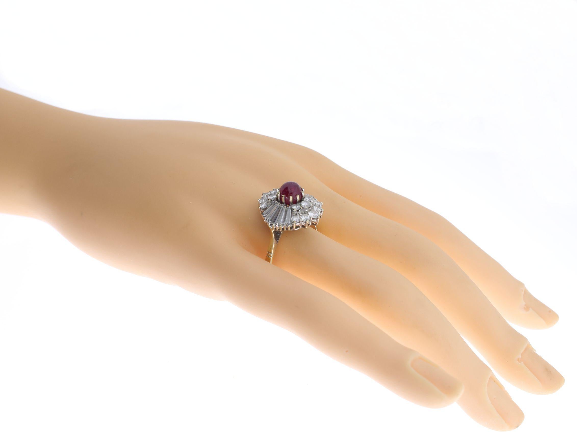 Ruby and Diamonds 18 Carat Gold Cocktail Ring For Sale 1