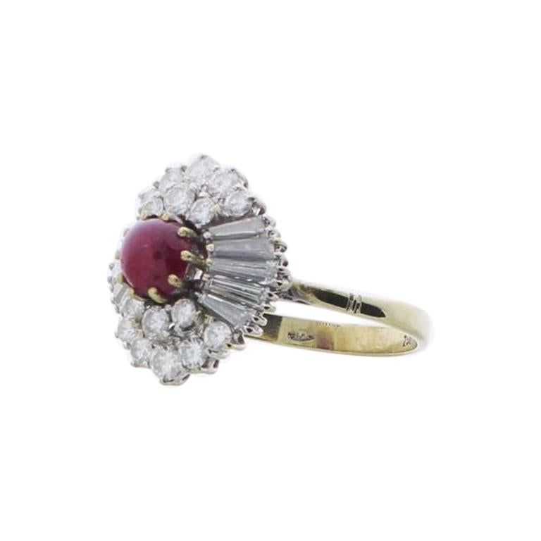 Ruby and Diamonds 18 Carat Gold Cocktail Ring For Sale