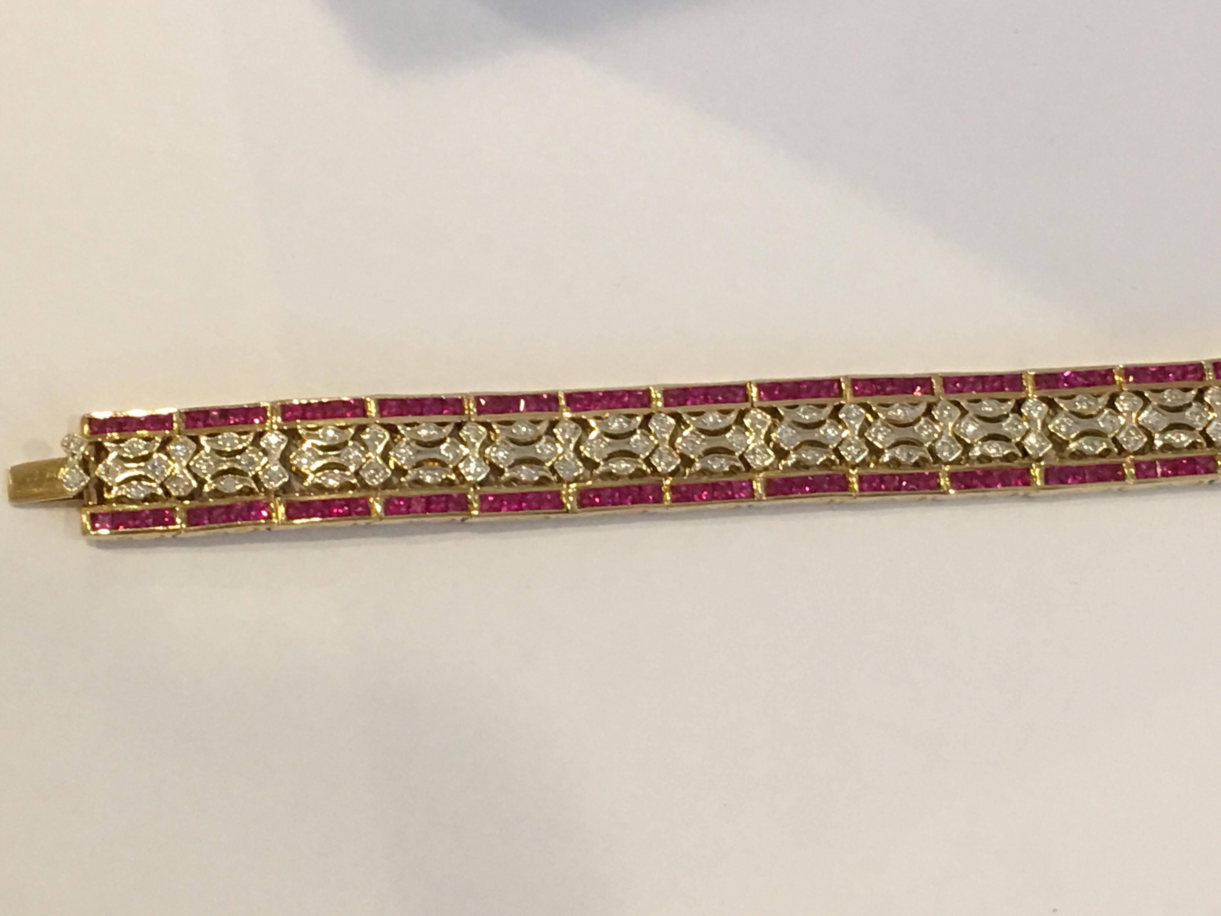 Ruby and Diamonds Bracelet In New Condition In Trumbull, CT