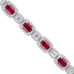 Ruby and Diamonds Bracelet set in White Gold